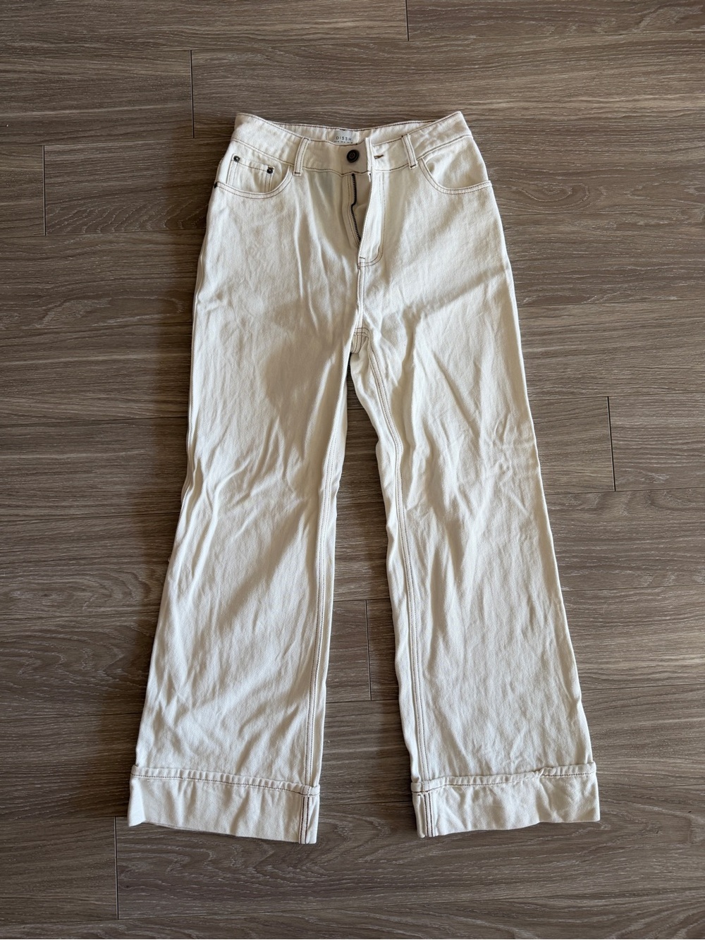 DISSH Sutton Cream Turnback Hem Jean size 6 Wide Leg - Picture 3 of 7